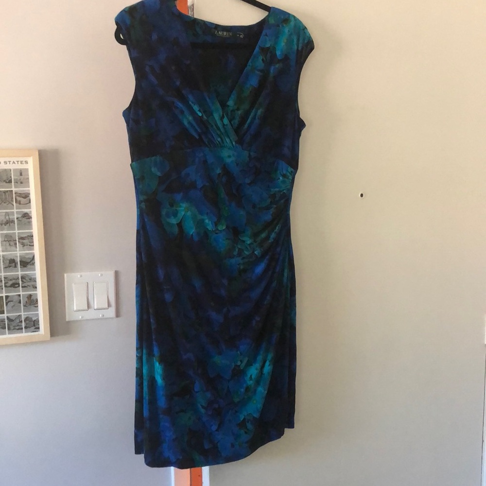 Ralph Lauren size 14 green and blue formal dress like new!